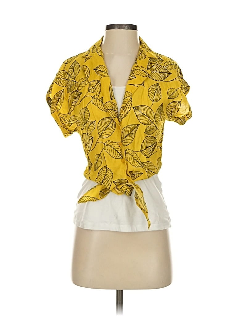 Pre-owned Milk & Honey Short Sleeve Blouse In Yellow