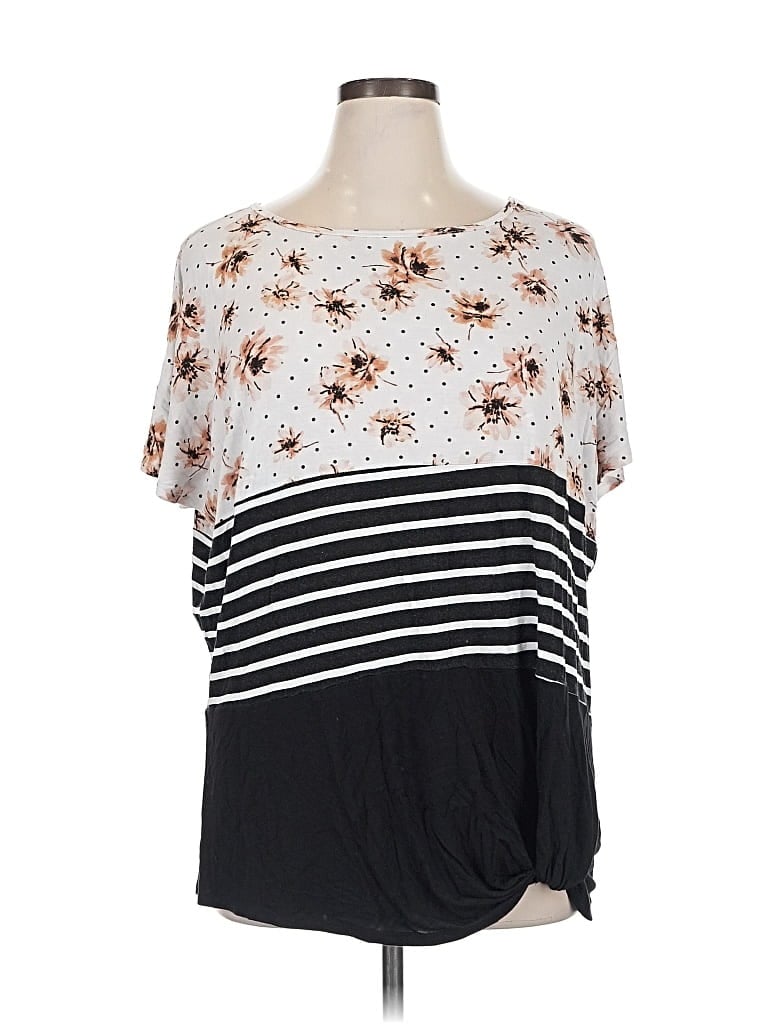 Pre-owned 24/7 Maurices Short Sleeve Top Black Cold Shoulder Neckline Tops