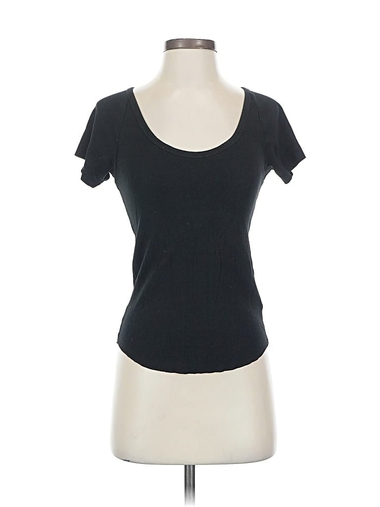 Pre-owned Love By Gap Short Sleeve Top Black Scoop Neck Tops