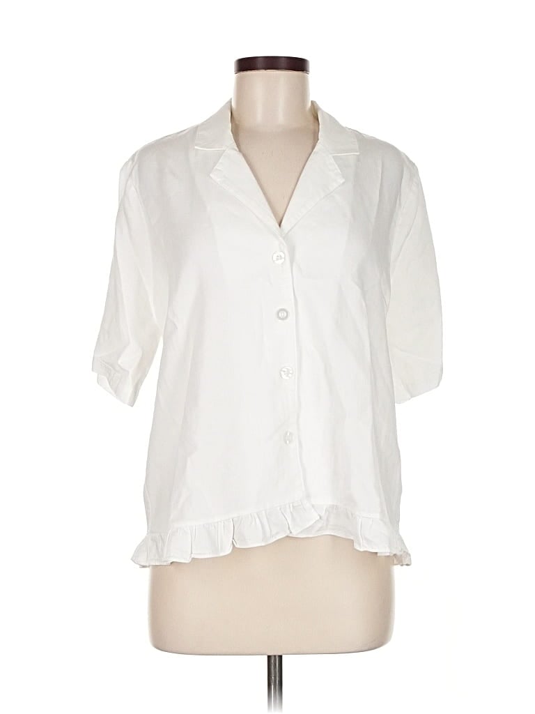 Pre-owned Billy T Short Sleeve Blouse In White