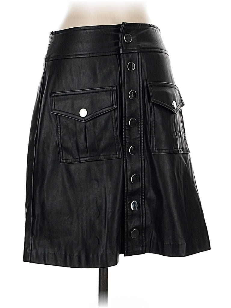 Pre-owned Inc International Concepts Faux Leather Skirt In Black