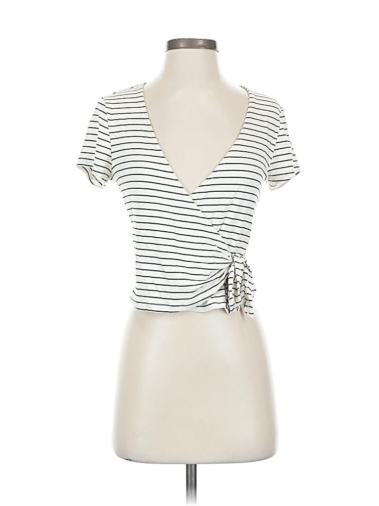 Pre-owned Wild Fable Short Sleeve Top Ivory Sweetheart Neckline Tops In White