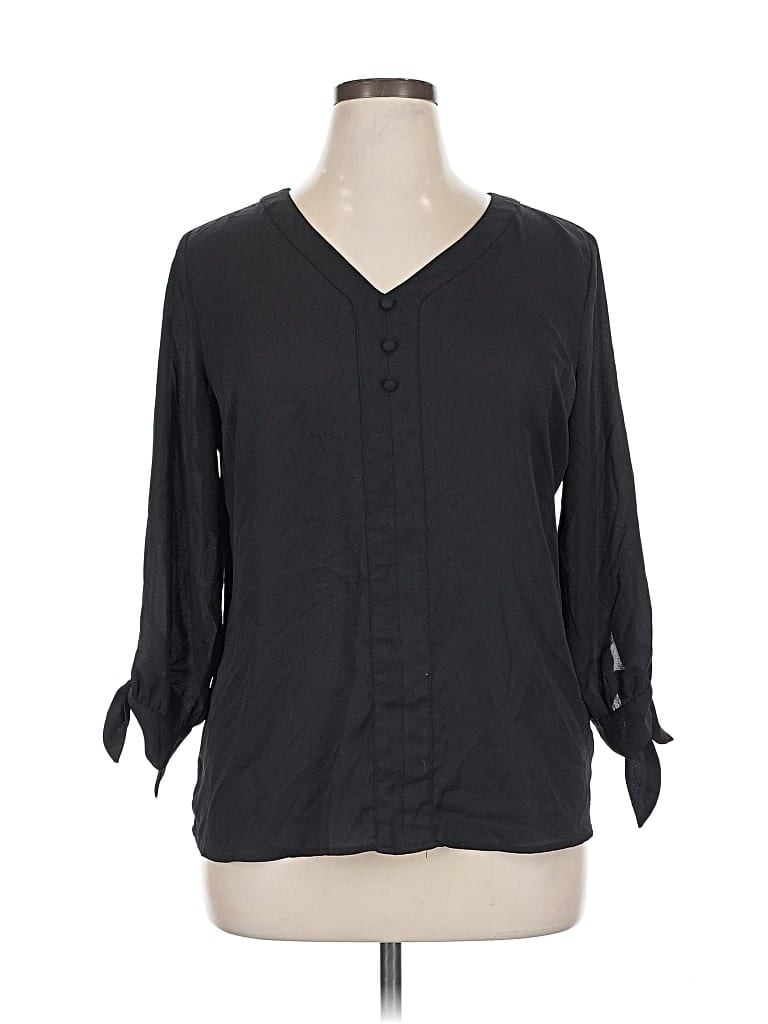 Pre-owned Fortune + Ivy 3/4 Sleeve Blouse In Black