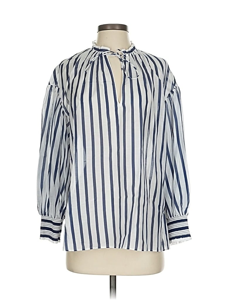 Pre-owned Alice And Olivia Alice + Olivia Long Sleeve Blouse In Blue