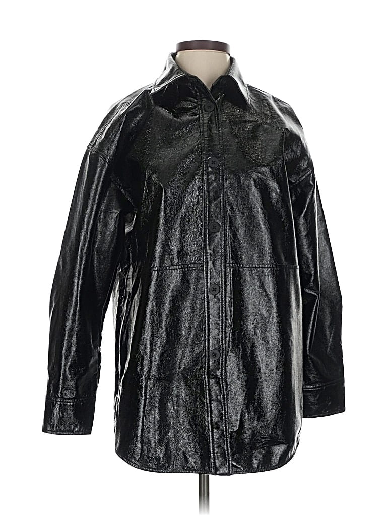Pre-owned Babaton Faux Leather Jacket In Black