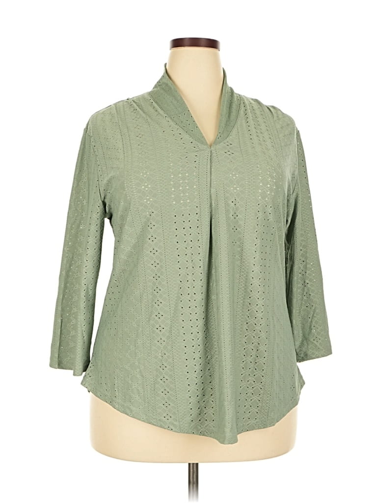 Pre-owned Unbranded 3/4 Sleeve Blouse In Green