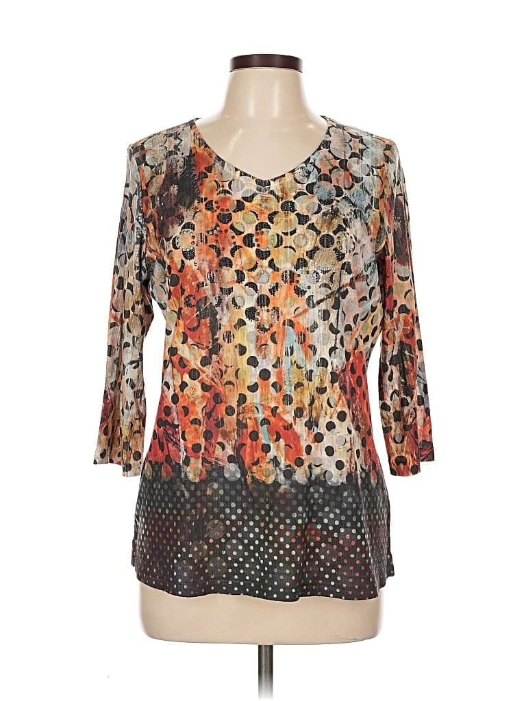 Pre-owned Christopher & Banks 3/4 Sleeve Blouse In Brown