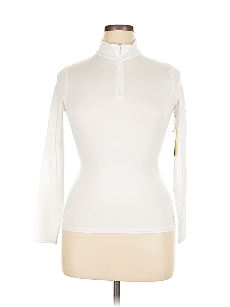 Pre-owned Eleven By Venus Williams Long Sleeve Top Ivory Turtleneck Tops In White