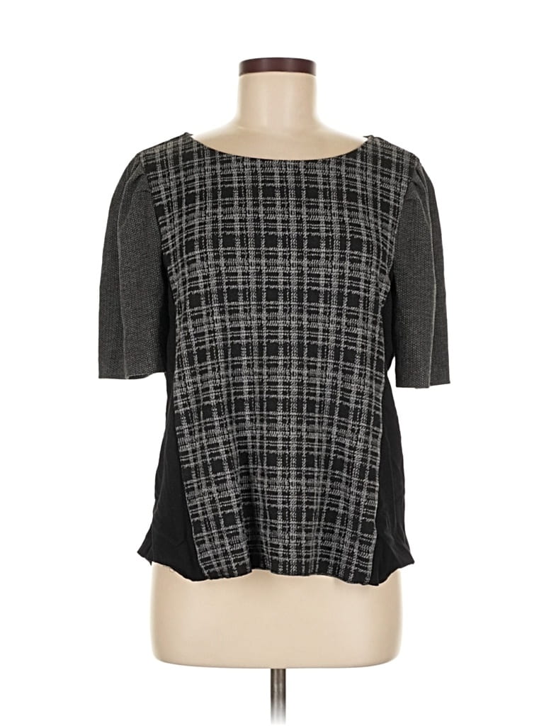 Pre-owned Vince Camuto Short Sleeve Top Black Square Neckline Tops