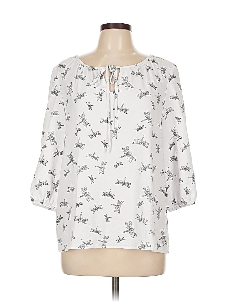 Pre-owned Olivia & Martin 3/4 Sleeve Blouse In White