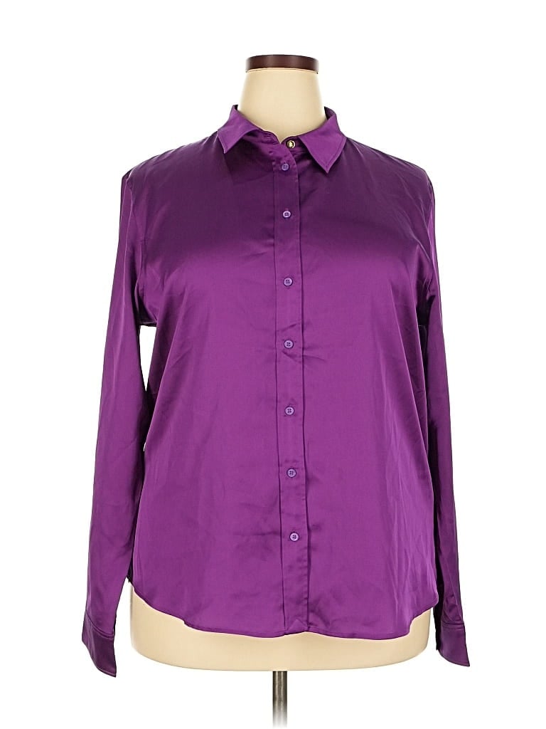 Pre-owned Polo Ralph Lauren Long Sleeve Blouse In Purple