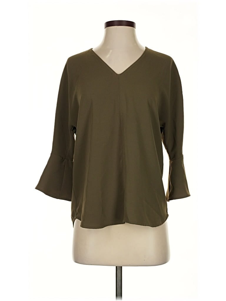 Pre-owned Pleione 3/4 Sleeve Blouse In Green