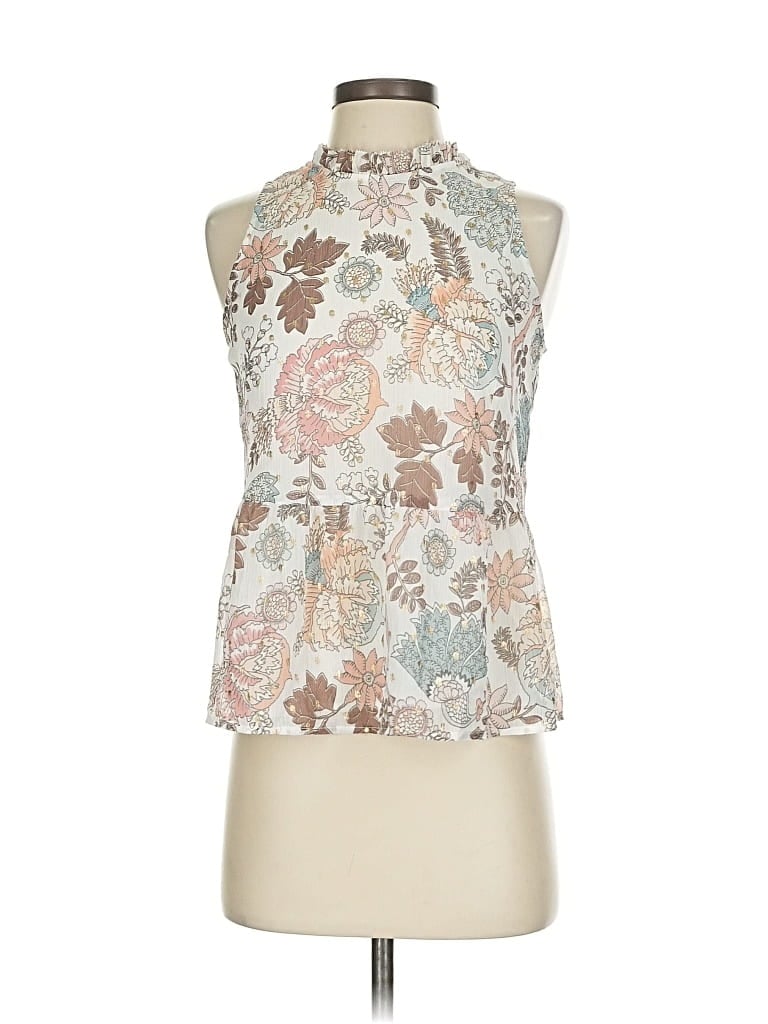 Pre-owned Ann Taylor Loft Sleeveless Blouse In White