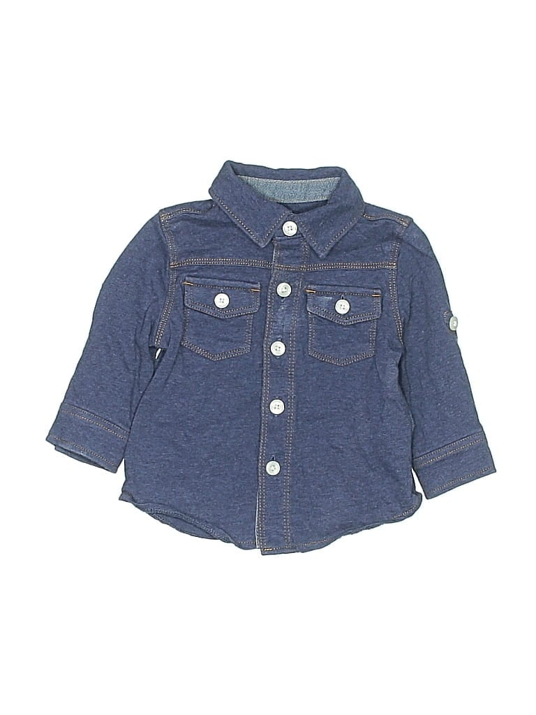 Pre-owned Baby Gap Outlet Babies' Long Sleeve Button Down Shirt In Blue