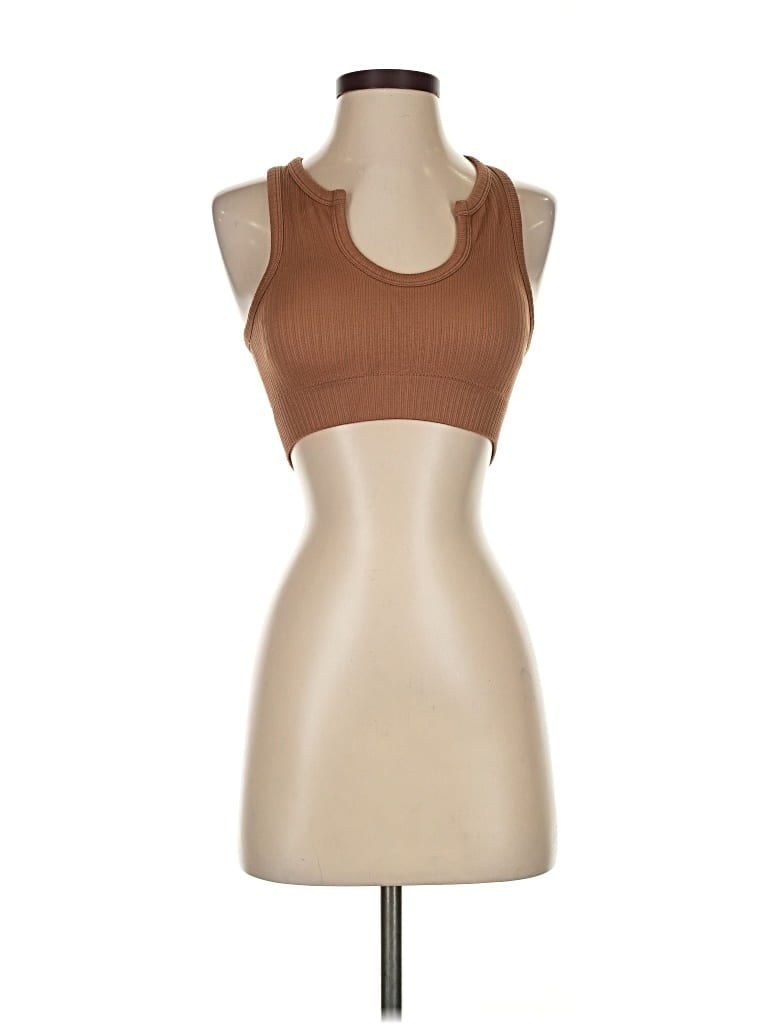 Pre-owned Anwnd Tank Top Tan Halter Neckline Tops In Brown