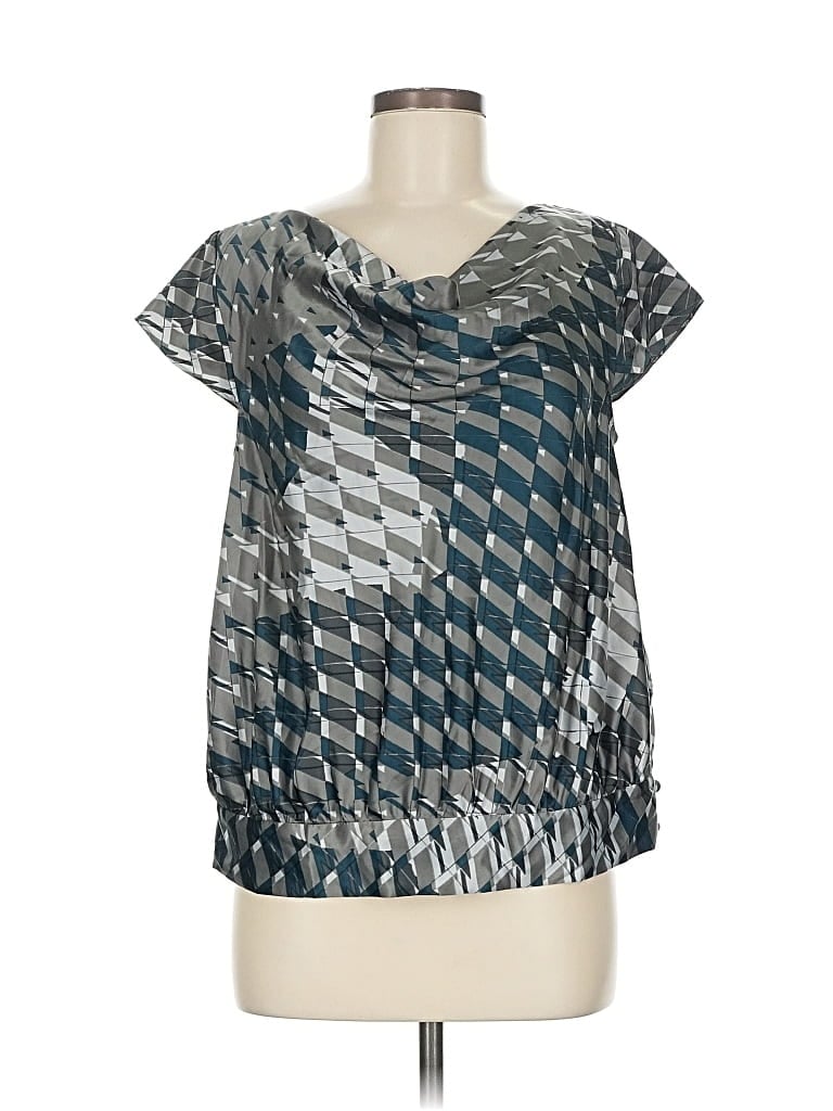 Pre-owned Banana Republic Factory Store Short Sleeve Blouse In Silver