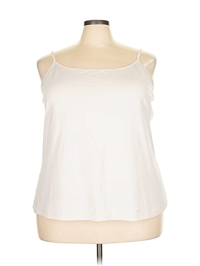 LANE BRYANT Pre-owned Sleeveless Top Ivory Scoop Neck Tops In White