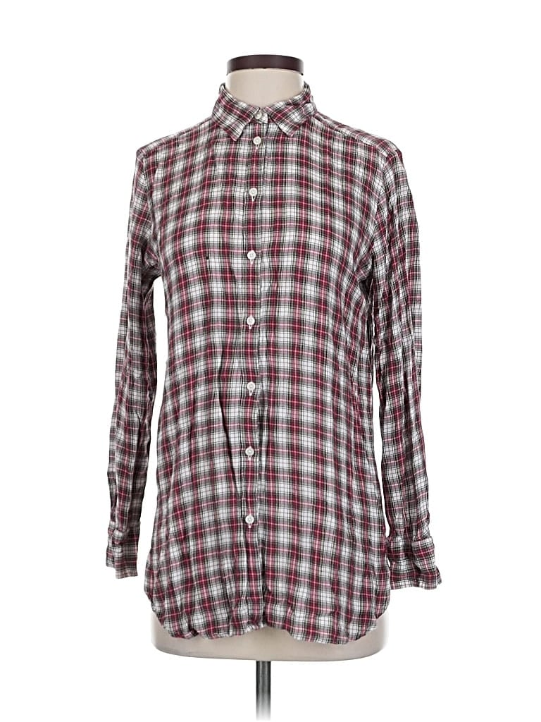 Pre-owned Ann Taylor Loft Long Sleeve Button Down Shirt In Burgundy