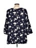 JunaRose 100% Viscose Floral Blue 3/4 Sleeve Blouse Size L - photo 2