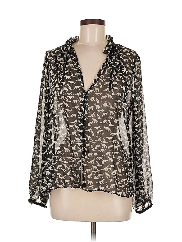 Click to view more detailed imagery on our partner's website Pre-owned Zara Long Sleeve Blouse In Silver