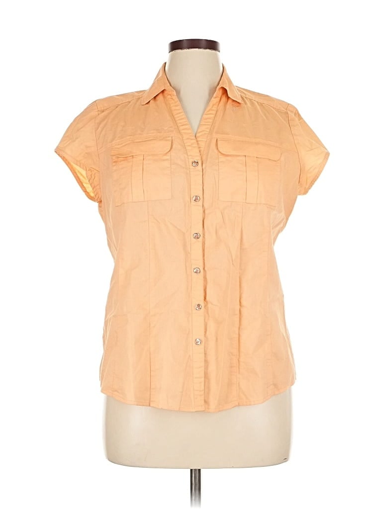 Pre-owned George Short Sleeve Blouse In Orange