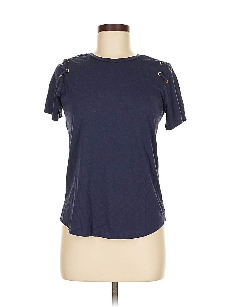 Pre-owned Michael Michael Kors Short Sleeve Top Blue Keyhole Neckline Tops