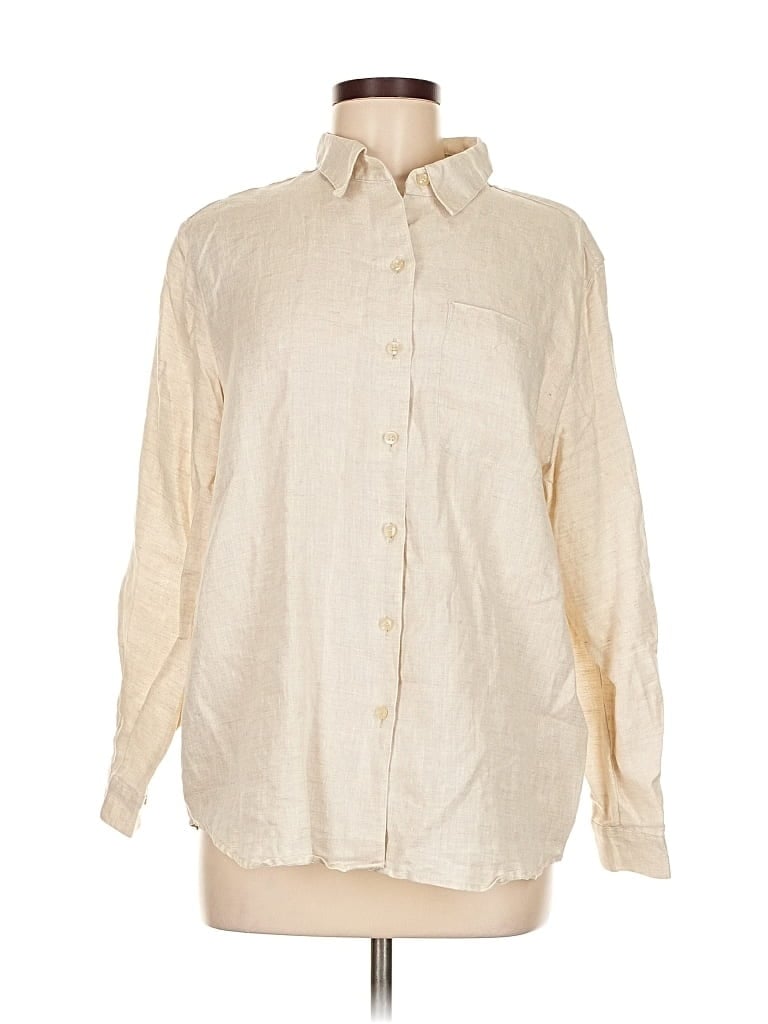 Pre-owned Lizsport Long Sleeve Button Down Shirt In White