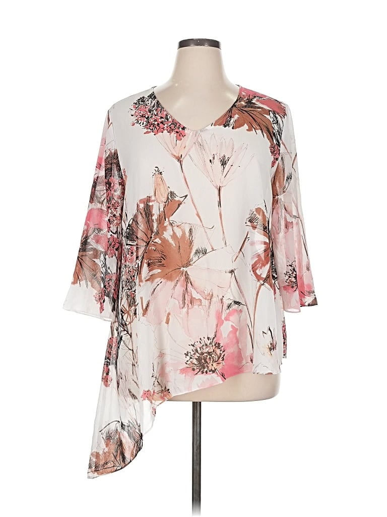 Pre-owned Travelers By Chico's 3/4 Sleeve Blouse In White