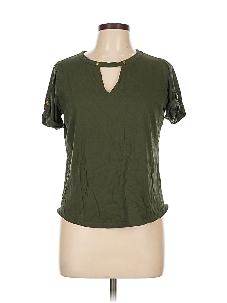 MICHAEL MICHAEL KORS Pre-owned Short Sleeve Top Green Keyhole Neckline Tops