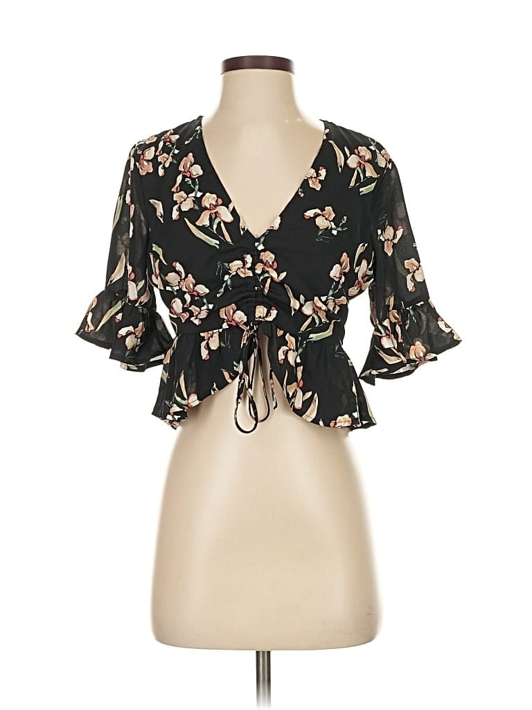 Click to view more detailed imagery on our partner's website Pre-owned Honey Punch 3/4 Sleeve Blouse In Black