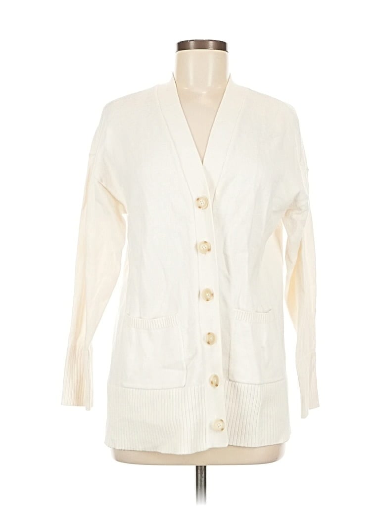 Pre-owned Ann Taylor Loft Cardigan Sweater In White