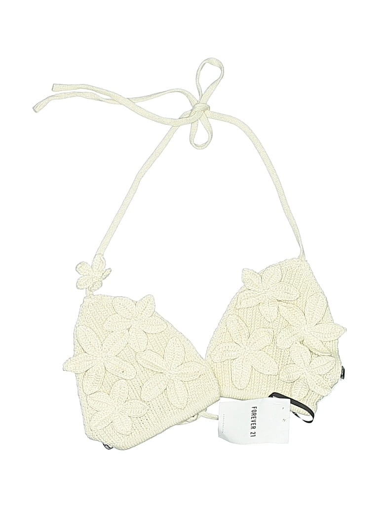 Pre-owned Forever 21 Swimsuit Top Ivory Swimwear In White