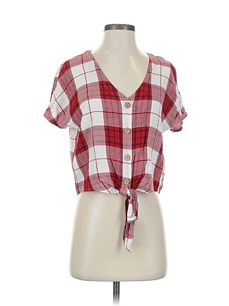 Pre-owned Universal Thread Short Sleeve Blouse In Red