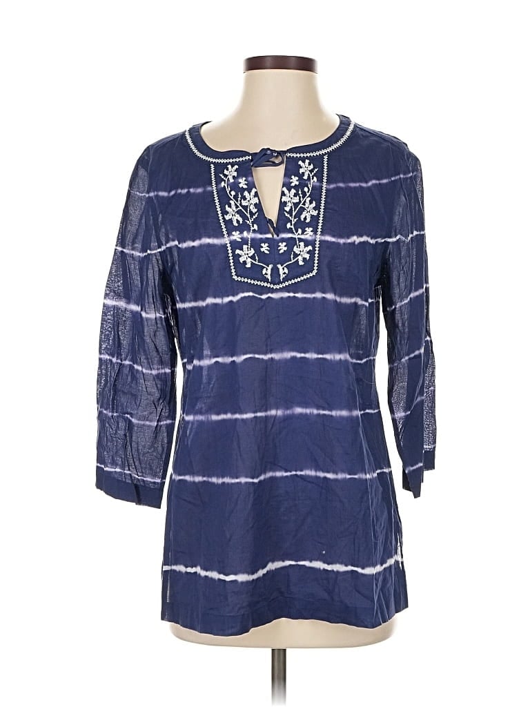 Pre-owned Tommy Bahama 3/4 Sleeve Blouse In Blue