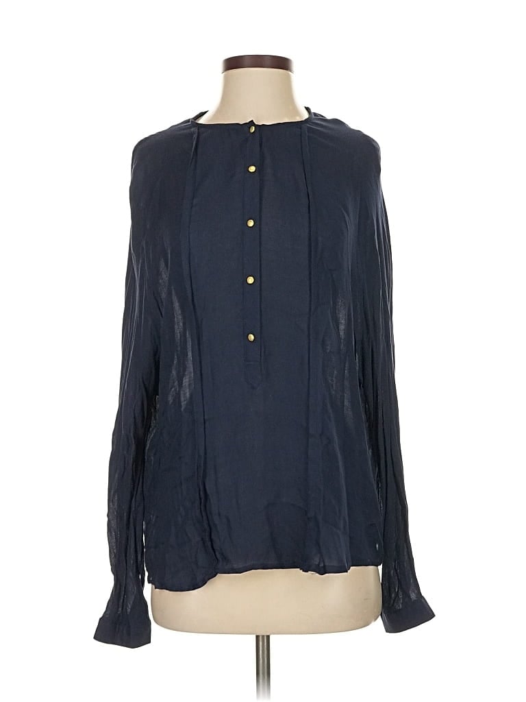 Pre-owned Mng Long Sleeve Blouse In Blue
