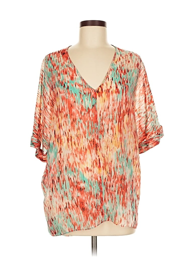 Pre-owned Zoa Short Sleeve Blouse In Orange