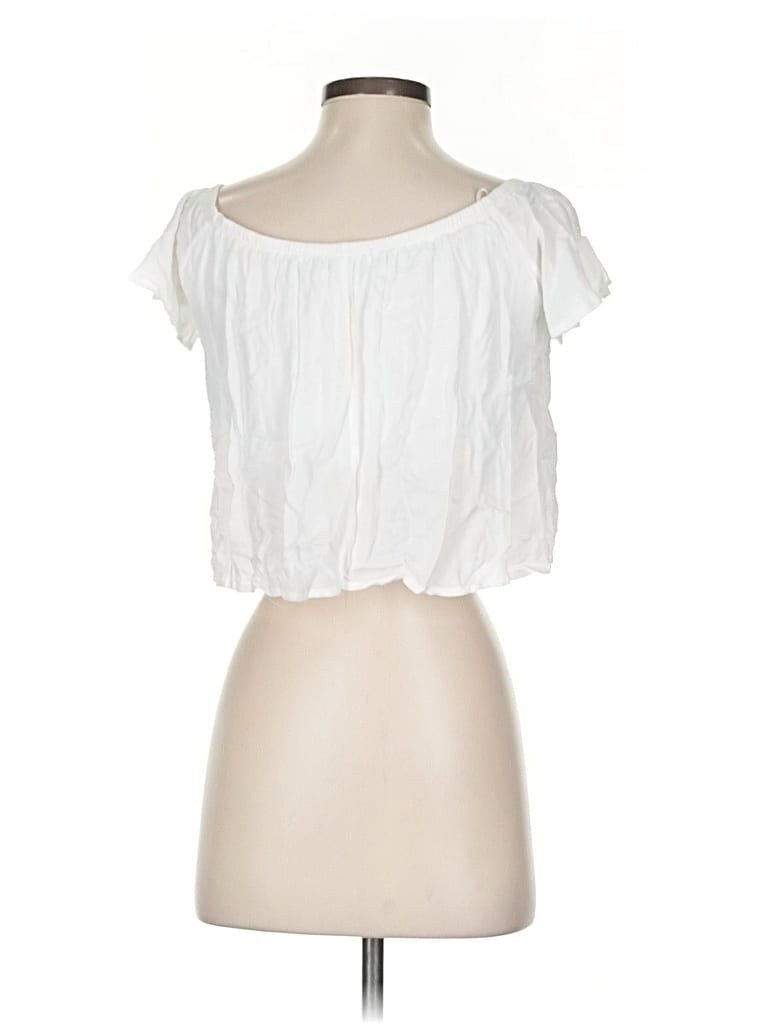 Pre-owned Gab & Kate Short Sleeve Blouse In White