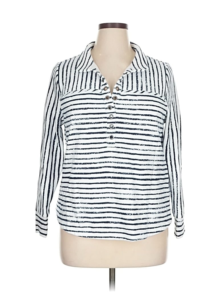 Pre-owned Soft Surroundings Long Sleeve Blouse In White