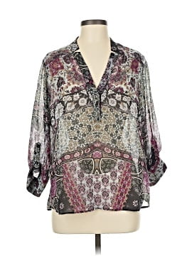 Lavender Brown 3/4 Sleeve Silk Top