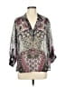 Lavender Brown 100% Silk Paisley Silver 3/4 Sleeve Silk Top Size M - photo 1