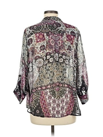 Lavender Brown 3/4 Sleeve Silk Top (view 2)