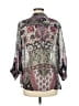 Lavender Brown 100% Silk Paisley Silver 3/4 Sleeve Silk Top Size M - photo 2