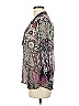 Lavender Brown 100% Silk Paisley Silver 3/4 Sleeve Silk Top Size M - photo 5