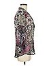 Lavender Brown 100% Silk Paisley Silver 3/4 Sleeve Silk Top Size M - photo 4