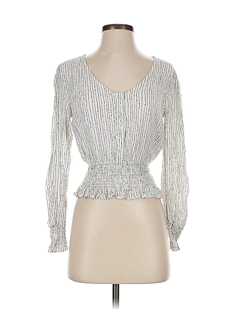 Pre-owned Japna Long Sleeve Top Silver Sweetheart Neckline Tops