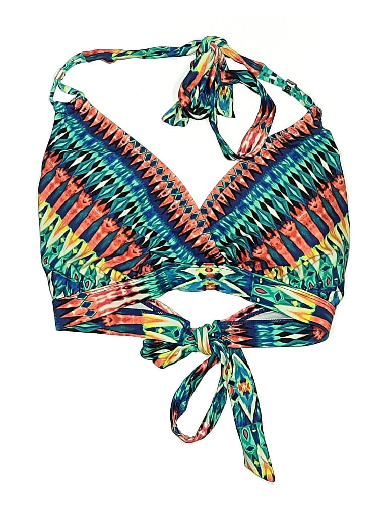 24TH & OCEAN Pre-owned Swimsuit Top Blue Print Pattern Swimwear