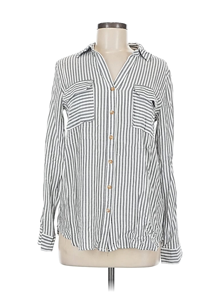 Pre-owned The Workshop Long Sleeve Button Down Shirt In White