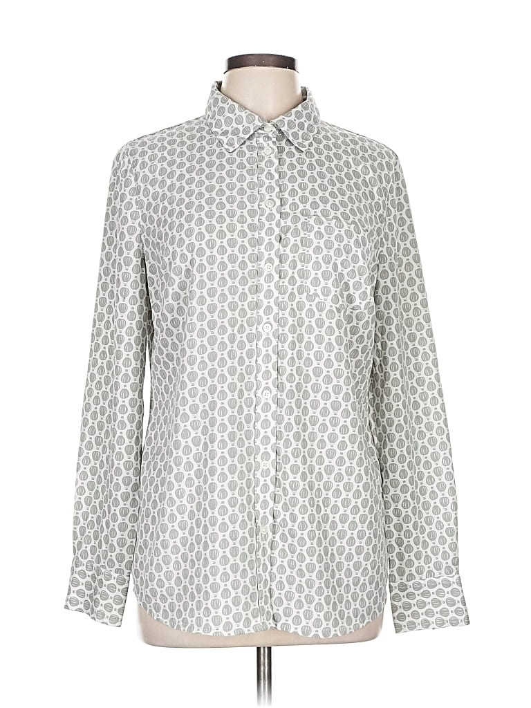 Pre-owned Merona Long Sleeve Blouse In Silver