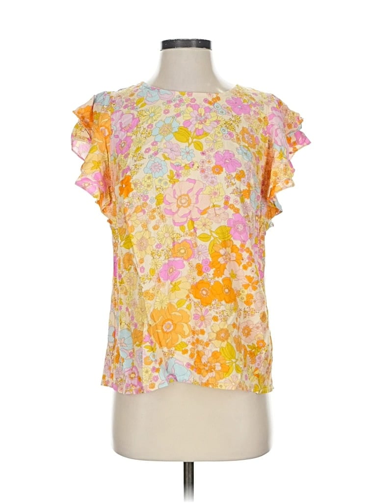 Pre-owned Cynthia Rowley Tjx Short Sleeve Blouse In Yellow