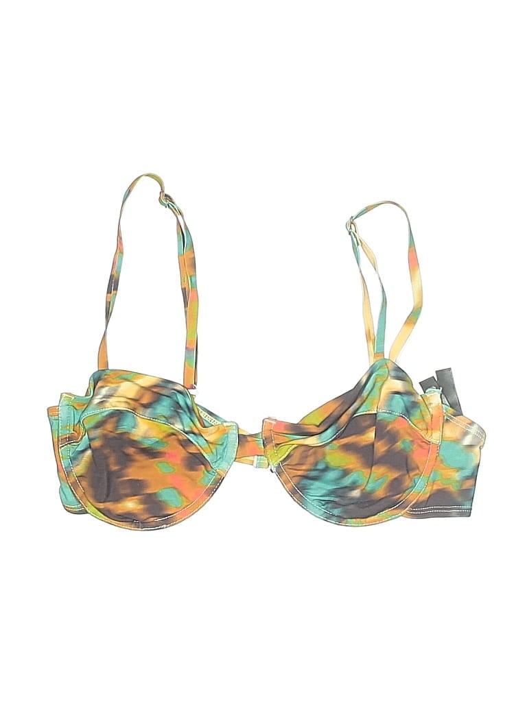 Pre-owned Out From Under Swimsuit Top Green Print Pattern Swimwear